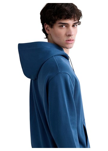 Replay PLAVA MAJICA OD FROTIRA S KAPULJAČOM I ZATVARAČEM - 7