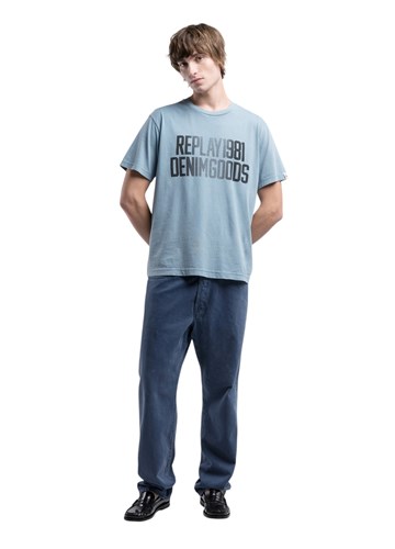 Replay PLAVA MAJICA S PRINTOM REPLAY DENIM GOODS - 1