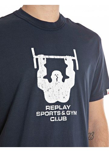 Replay PLAVA MAJICA S PRINTOM I NATPISOM REPLAY SPORTS&GYM CLUB - 3