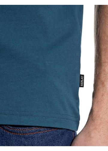 Replay PLAVA PAMUČNA MAJICA S PRINTOM REPLAY CUSTOMS - 6