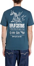 PLAVA PAMUČNA MAJICA S PRINTOM REPLAY CUSTOMS - 2
