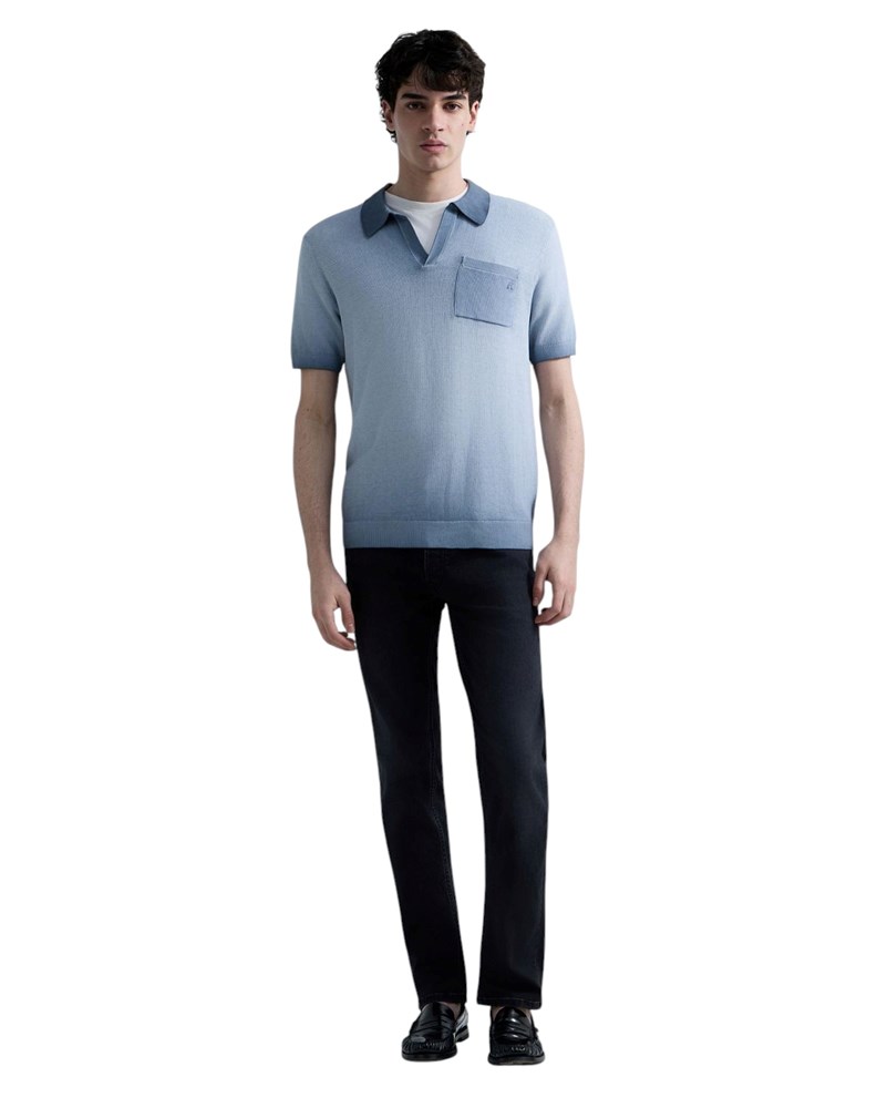 Replay PLAVA PLETENA POLO MAJICA S OMBRE EFEKTOM - 1
