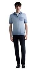 PLAVA PLETENA POLO MAJICA S OMBRE EFEKTOM - 1