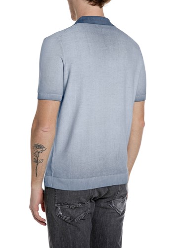 Replay PLAVA PLETENA POLO MAJICA S OMBRE EFEKTOM - 2