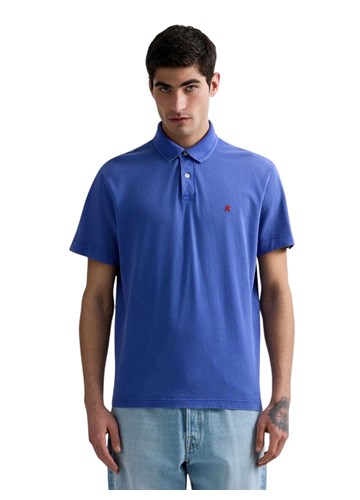 Replay PLAVA POLO MAJICA OD PIQUE PAMUKA S IZVEZENIM SLOVOM R - 2