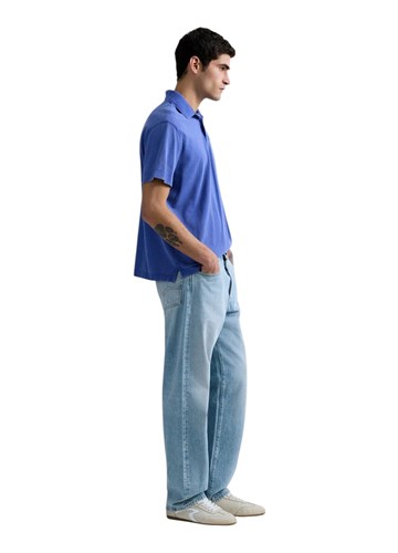 Replay PLAVA POLO MAJICA OD PIQUE PAMUKA S IZVEZENIM SLOVOM R - 4