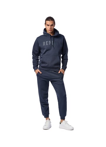 Replay PLAVI PAMUČNI DONJI DIO TRENIRKE S LOGOTIP ETIKETOM - 1