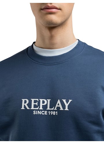 Replay PLAVI SWEATSHIRT S GUMIRANIM REPLAY NATPISOM - 3