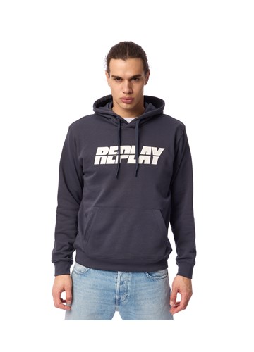 Replay PLAVI HOODIE S BOLD REPLAY NATPISOM - 3
