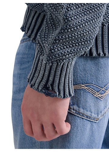 Replay PLAVI PAMUČNI PULOVER S PODEROTINAMA - 7