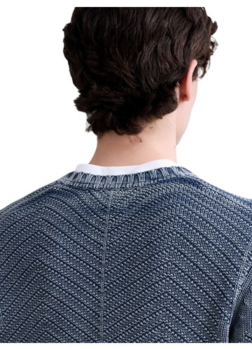 Replay PLAVI PAMUČNI PULOVER S PODEROTINAMA - 6