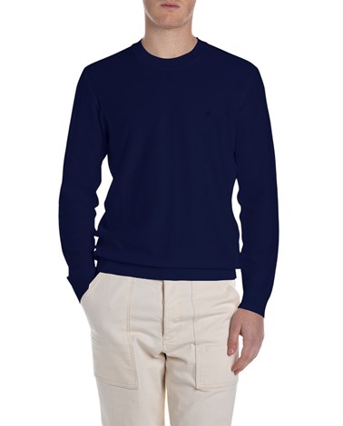 Replay plavi regular fit pulover s vezenim detaljima