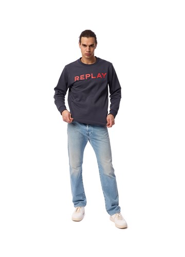Replay PLAVI SWEATSHIRT S CLASSIC REPLAY PRINTOM U KONTRASTNOJ BOJI  - 1