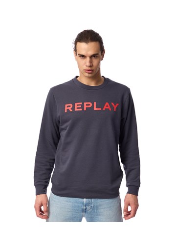 Replay PLAVI SWEATSHIRT S CLASSIC REPLAY PRINTOM U KONTRASTNOJ BOJI  - 3