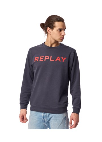 Replay PLAVI SWEATSHIRT S CLASSIC REPLAY PRINTOM U KONTRASTNOJ BOJI  - 2