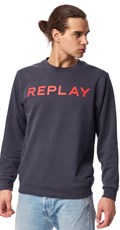 PLAVI SWEATSHIRT S CLASSIC REPLAY PRINTOM U KONTRASTNOJ BOJI  - 2