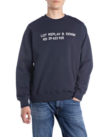 Replay plavi sweatshirt s kontrastnim natpisom