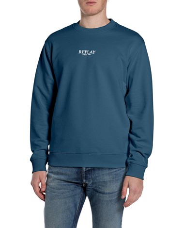 Replay plavi sweatshirt s natpisom replay since 1981