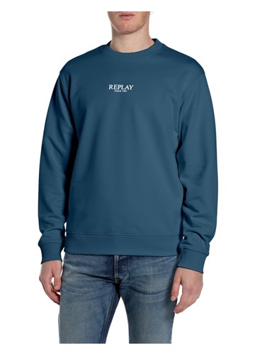 Replay PLAVI SWEATSHIRT S NATPISOM REPLAY SINCE 1981 - 1