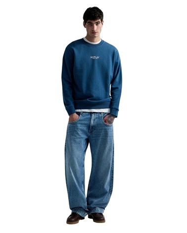 Replay plavi sweatshirt s natpisom replay since 1981