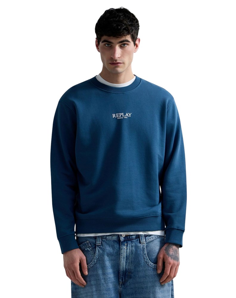 Replay PLAVI SWEATSHIRT S NATPISOM REPLAY SINCE 1981 - 2
