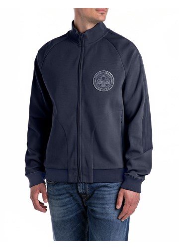 Replay PLAVI SWEATSHIRT S VISOKIM OVRATNIKOM I ZATVARAČEM - 1