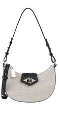 POLUKRUŽNA HOBO TORBA OD PLATNA S CRNIM DETALJIMA - 1