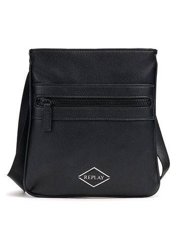Replay crna torbica s efektom kovane kože