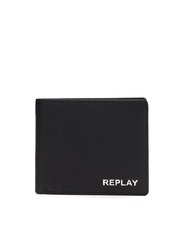 Replay kožni novčanik s metaliziranim natpisom replay