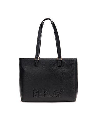 Replay crna shopper torba s logotipom replay