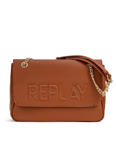 Replay smeđa torba na preklop s ušivenim logotipom