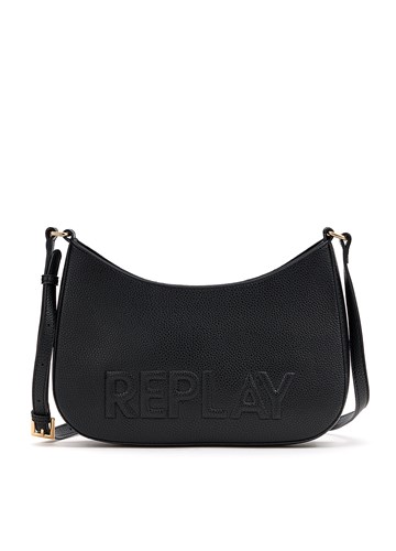 Replay CRNA MINI HOBO TORBICA S UŠIVENIM LOGOTIPOM - 1