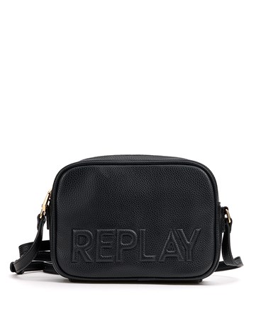Replay crna pravokutna torbica s ušivenim logotipom