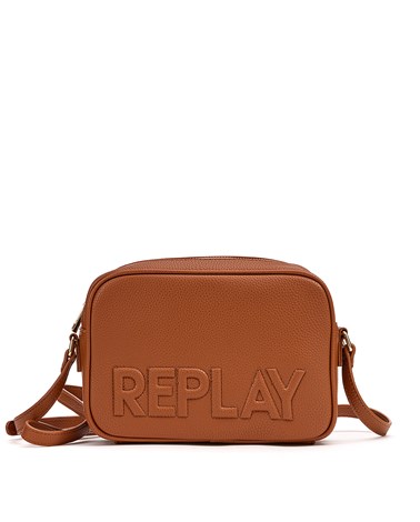 Replay smeđa pravokutna torbica s ušivenim logotipom
