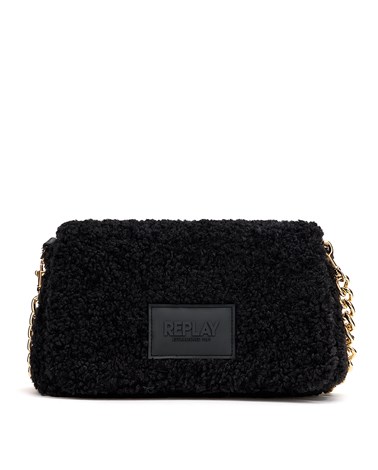 Replay teddy torbica na preklop u crnoj boji