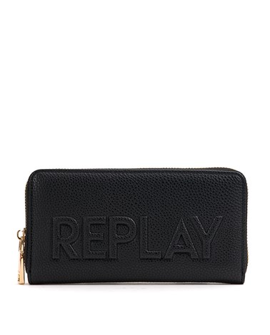Replay crni novčanik s ušivenim logotip natpisom