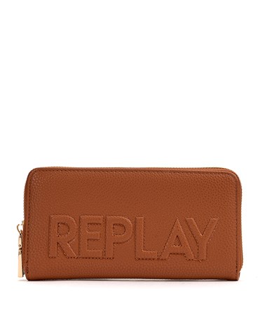 Replay smeđi novčanik s ušivenim logotip natpisom