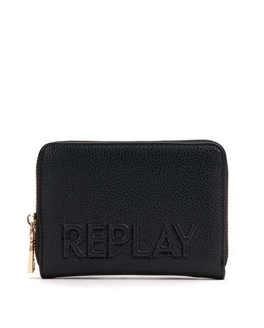Replay mini crni novčanik s ušivenim logotip natpisom