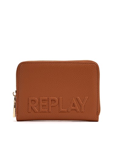 Replay mini smeđi novčanik s ušivenim logotip natpisom