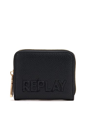 Replay MIKRO CRNI NOVČANIK S UŠIVENIM LOGOTIP NATPISOM - 1