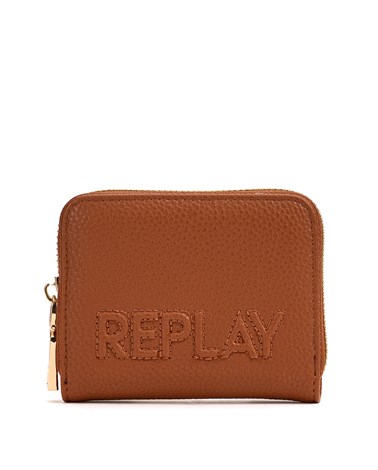 Replay mikro smeđi novčanik s ušivenim logotip natpisom