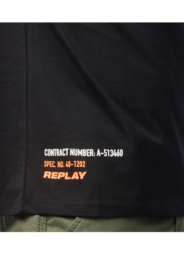 Replay CRNA MAJICA KRATKIH RUKAVA S MINI NATPISOM - 5