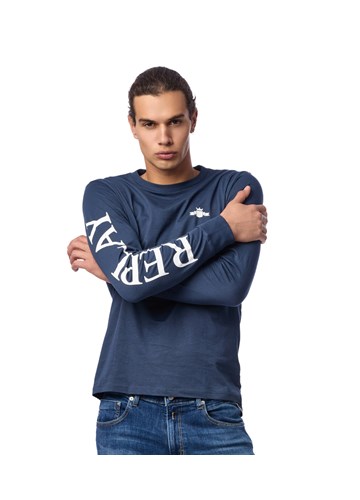 Replay PLAVA MAJICA S MAXI NATPISOM REPLAY NA RUKAVU - 3