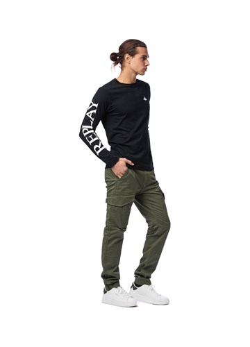 Replay CRNA MAJICA S MAXI NATPISOM REPLAY NA RUKAVU - 1