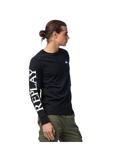 Replay CRNA MAJICA S MAXI NATPISOM REPLAY NA RUKAVU - 3