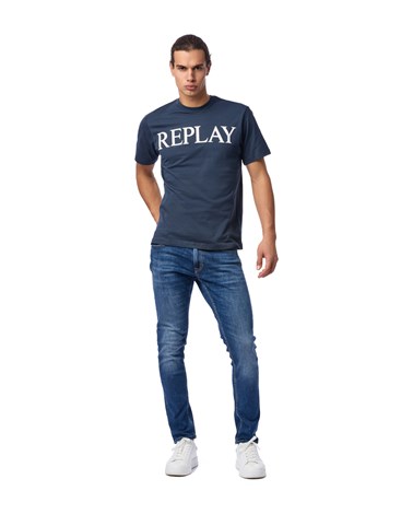 Replay plava majica s classic natpisom replay