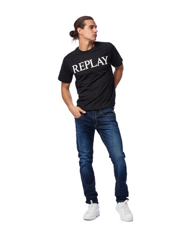 Replay crna majica s classic natpisom replay