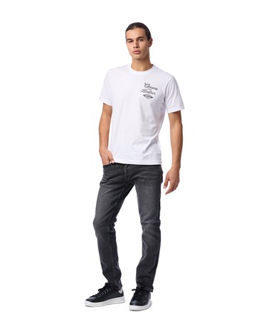 Replay bijela majica s natpisom u biker stilu