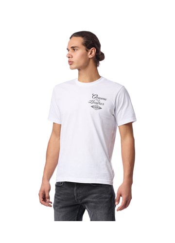 Replay BIJELA MAJICA S NATPISOM U BIKER STILU - 3