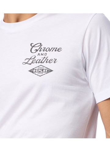 Replay BIJELA MAJICA S NATPISOM U BIKER STILU - 5